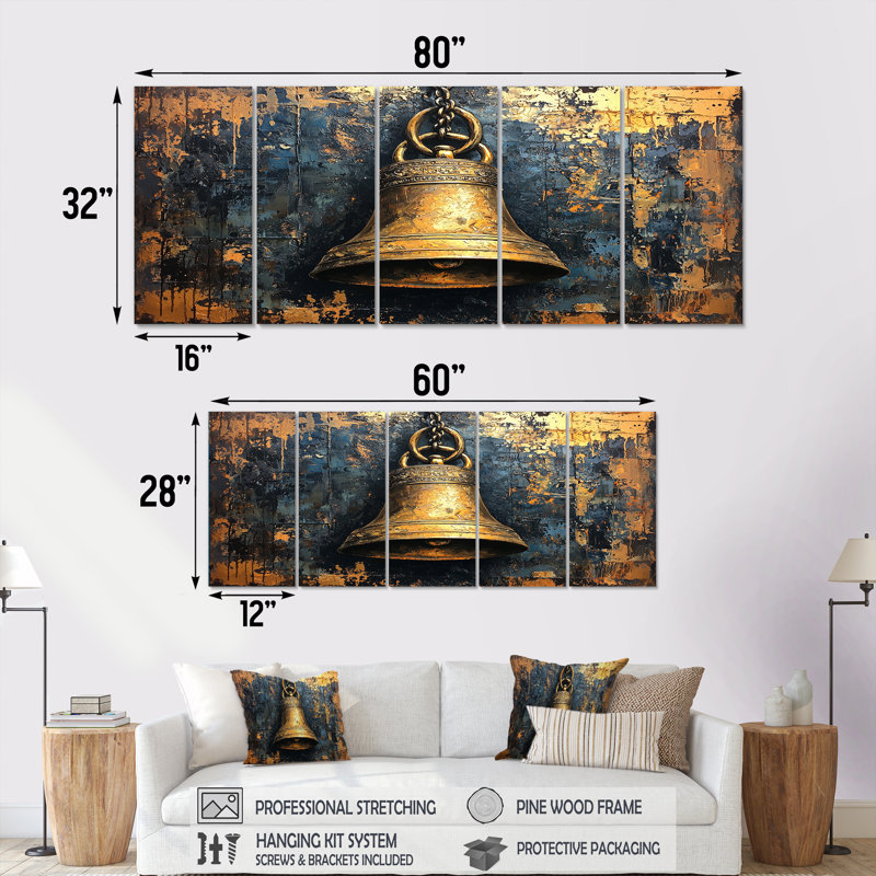 Lakiaya - Patriotiste des États-Unis, art mural - toile d'art moderne 5 pièces, H 32 po x l 80 po