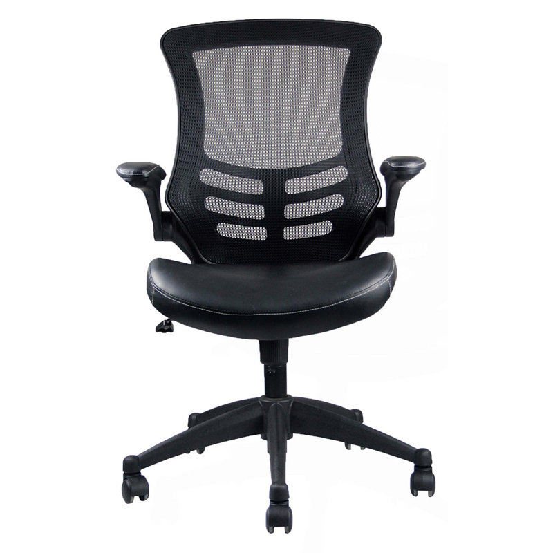 Élégante chaise de bureau en filet à dossier moyen avec accoudoirs réglables