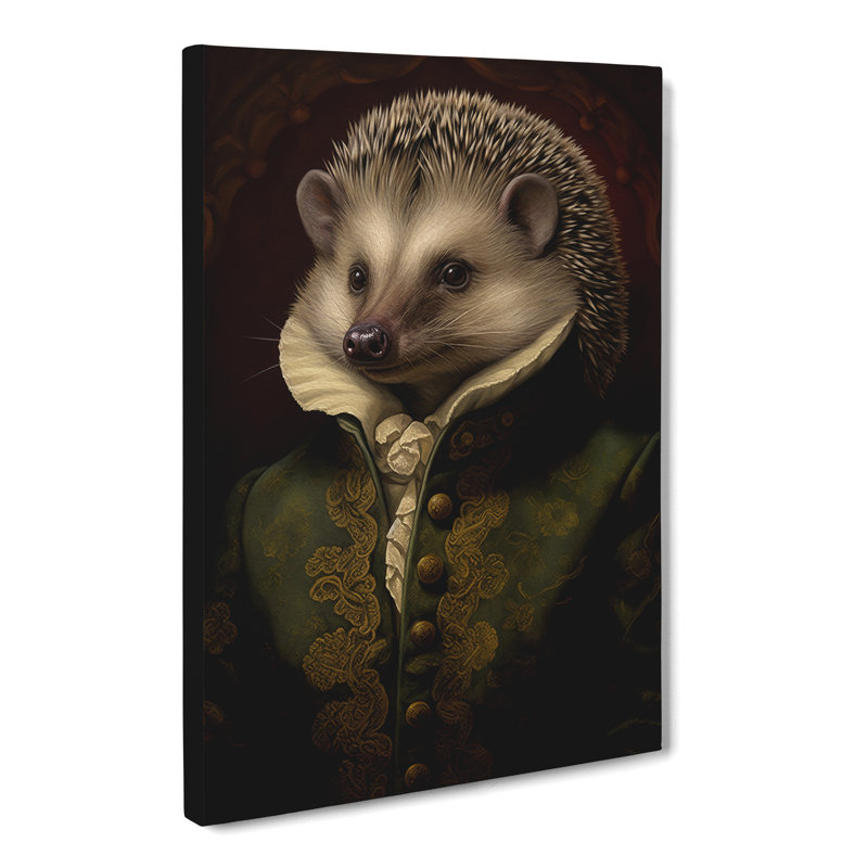 Hedgehog Baroque Art - Wrapped Canvas, 60cm H x 40cm W x 3cm D