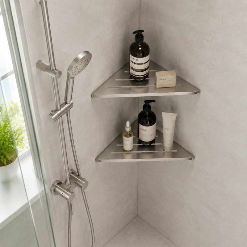 Tablette de douche Melvonia, Nickel brossé