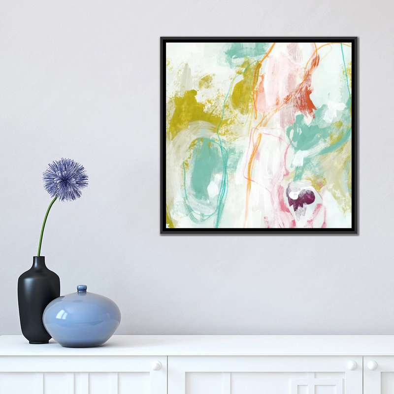 « scattershot i », reproduction sur toile, H 18 po x l 18 po x P 1,5 po, Toile avec cadre noir, Pas de tapis