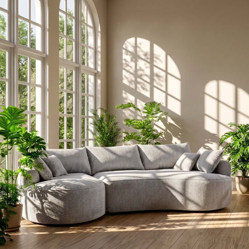 Elysium 124.5" W x 60" D x 27.6" H Chenille Compressed Boneless Sofa