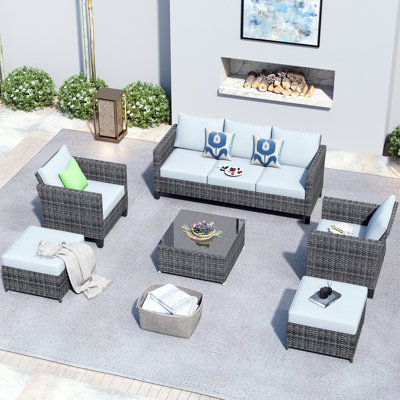Patio 6 Piece Rattan Sofa Seating Group With Cushions by XIZZI