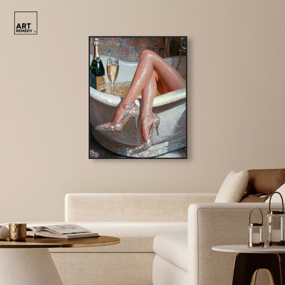 Champagne Bath Party Canvas by Art Remedy