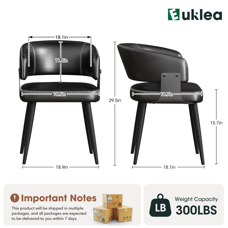 Modern Faux Leather Waterproof Upholstered Dining Chairs Set of 6 with Metal Legs, Mid-Century Kitchen Side Chairs, 6