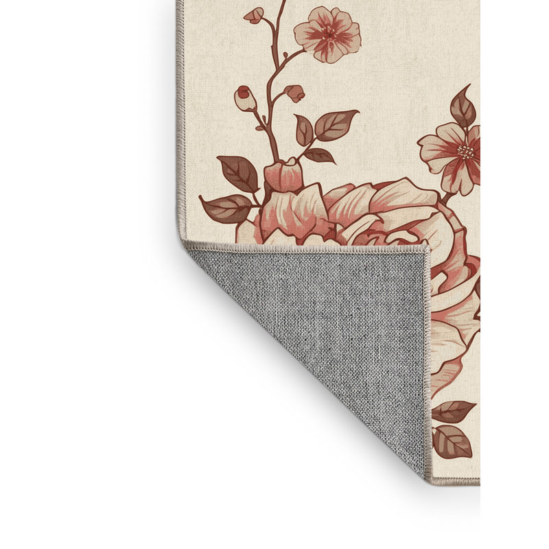 Tapis beige classique lavable à la machine à motif floral Bishopston, 4 x 6
