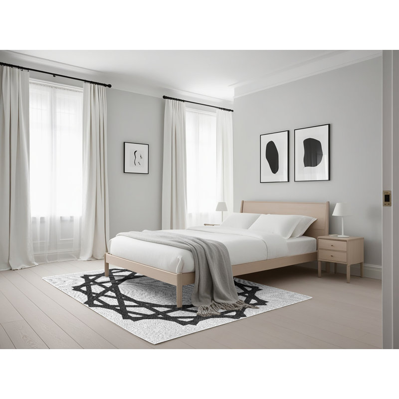 Tapis noir / blanc cassé Power Loom, Rectangle 5 pi x 7 pi