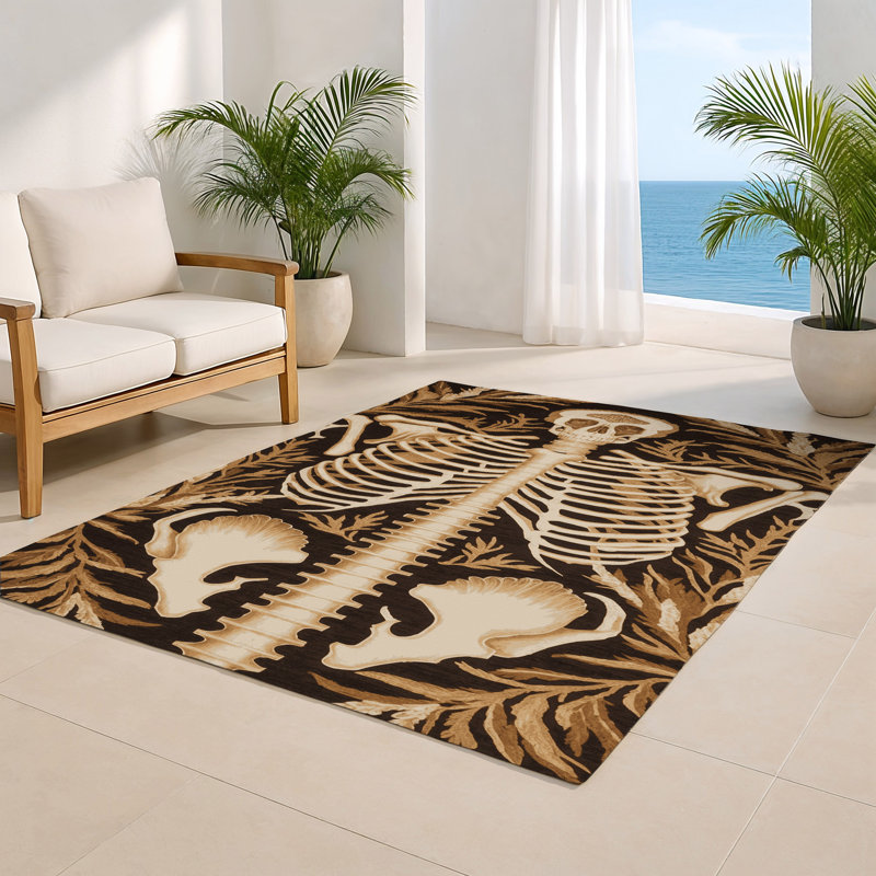 Nature Black Indoor and Outdoor Area Rug, Rectangle 2' x 3'