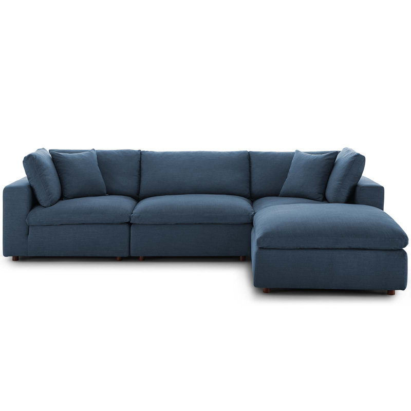 Modway Copper Grove Hrazdan Down-filled 4-piece Sectional Sofa Set, Azure