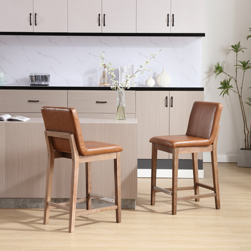 Tabouret de comptoir rembourré Alayha, Brun