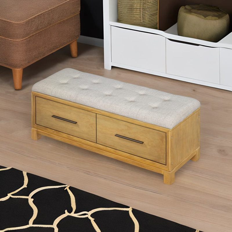 Banc à chaussures avec coussin amovible, Bois naturel