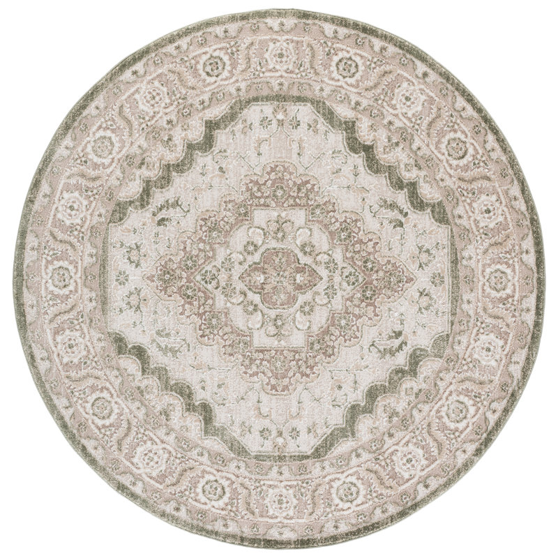 Lunara Power Loom Polyester; Jute/Sisal; Polypropylene Plastic Oriental Indoor Rug, 6'-7" x 6'-7" Round