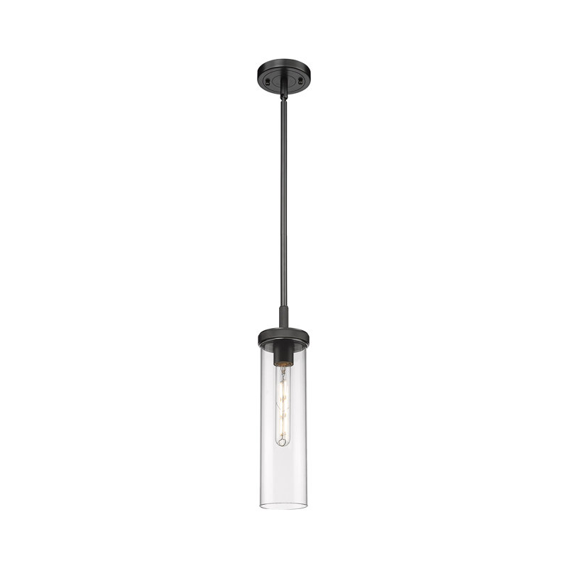 Luminaire suspendu sur tige 12 lumières 1 lumière Lincoln, Noir mat, Plaqué couleur fumée