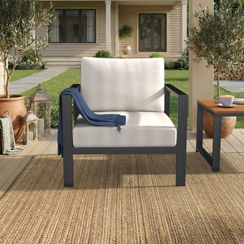 Sunbrella® Outdoor Deep Seating Louge Chair Cushion, 25" W x 26" D, Sunbrella® Clock Out Cloud