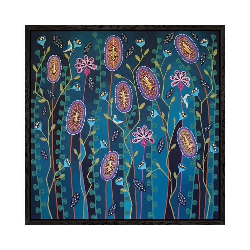 Blooming Delightful by Lisa Frances Judd - Painting on Canvas, 66.04cm H x 66.04cm W x 3.81cm D, Black Floater Framed