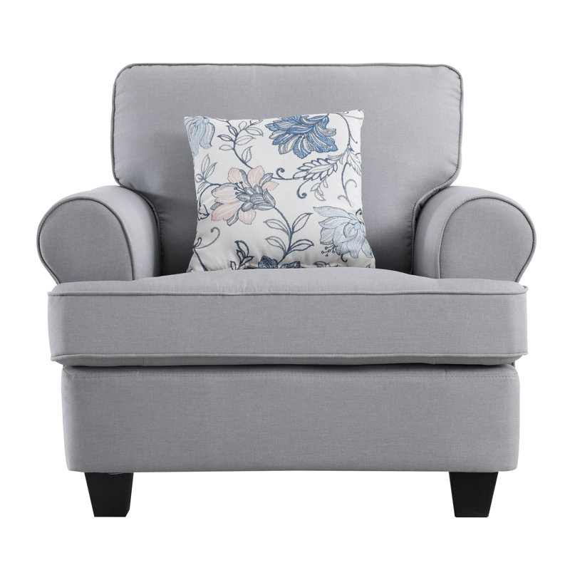 Mccants Velvet Armchair, Light Gray