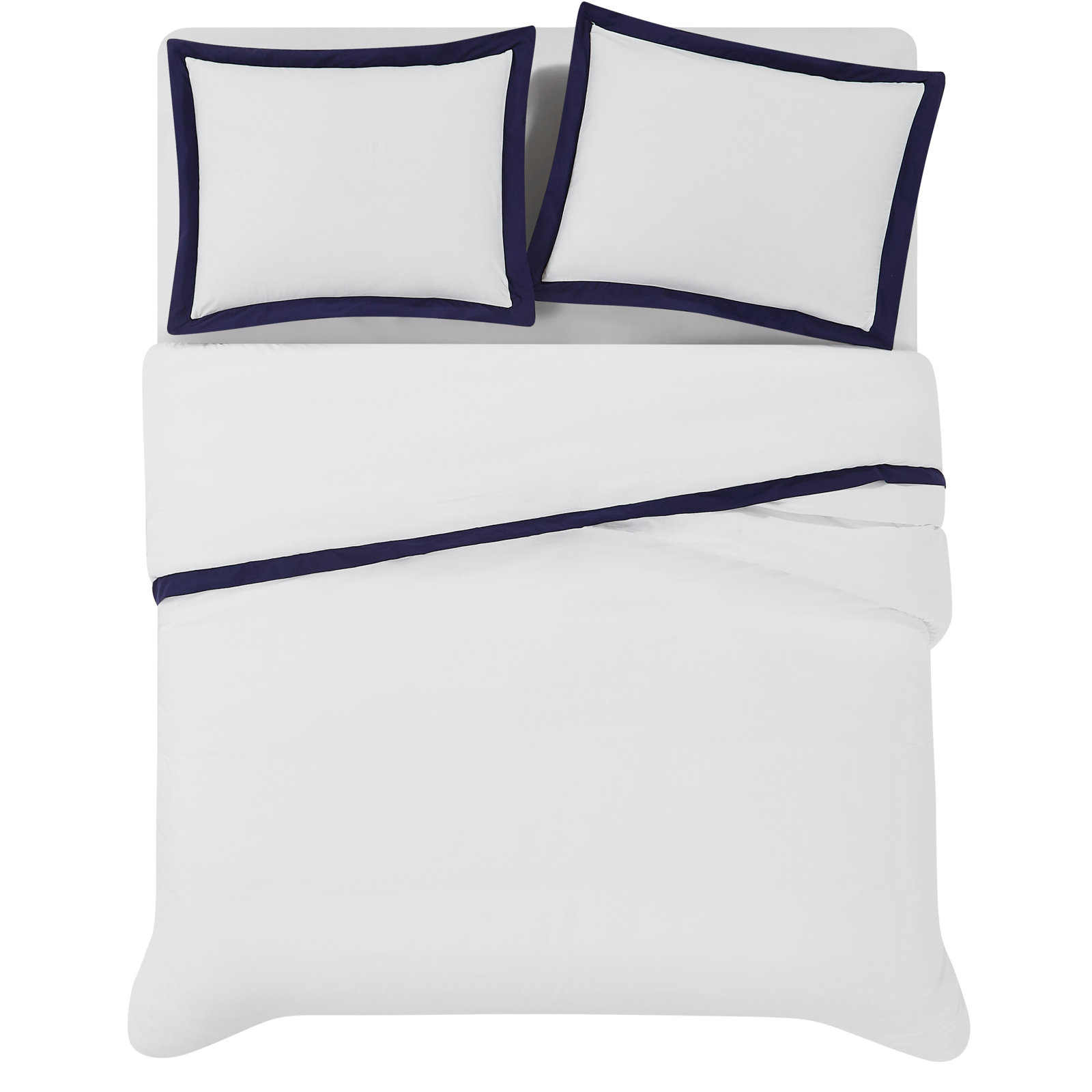 Cotton Duvet Cover Set, King, White/Navy