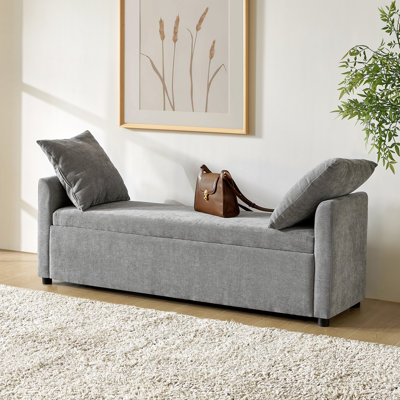 Aristides Modern 59.4" Wide Storage Bench with Two Pillows for Bedroom End of Bed King Size