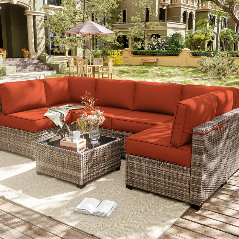 14-Piece Outdoor Seating Group Cushion Cover, Only Covers, Orange