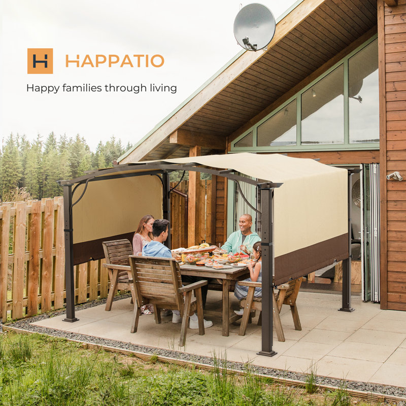 Aluminum Pergola with Canopy, Brown Canopy/Brown Frame, 89.80" H x 118.10" W x 118.10" D