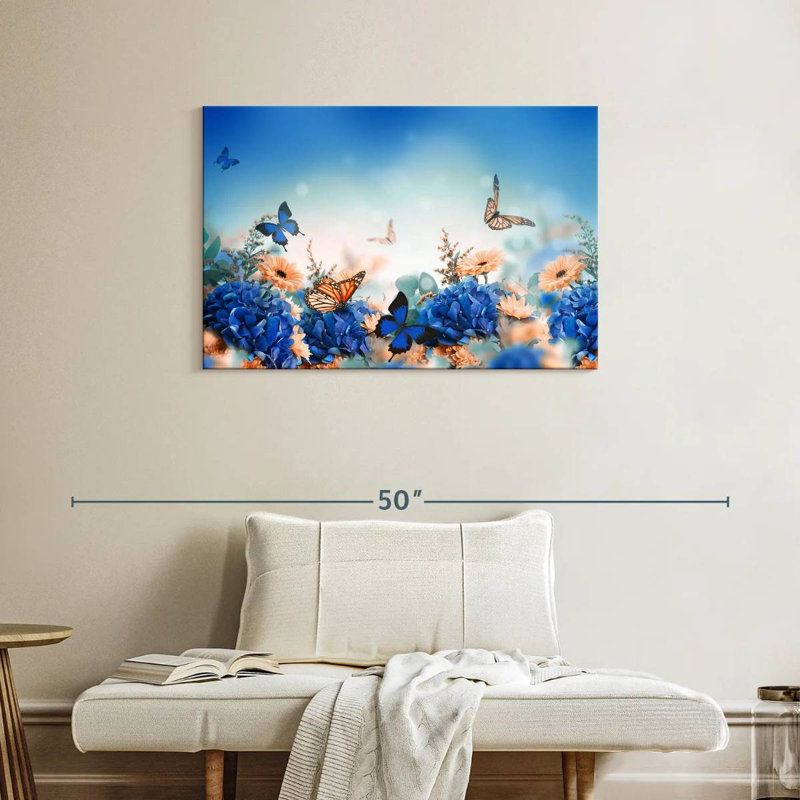 Jardin des papillons bleus, H 24 po x l 36 po