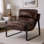 Fauteuil d'appoint en cuir synthétique moderne avec cadre en métal brun