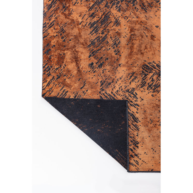 Rapture Orange/Black Abstract Luxury Area Rug, Rectangle 7'10" x 11'2"