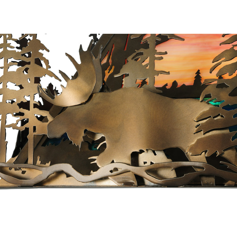 Rustic Lodge 6-Light Glass Moose Pendant