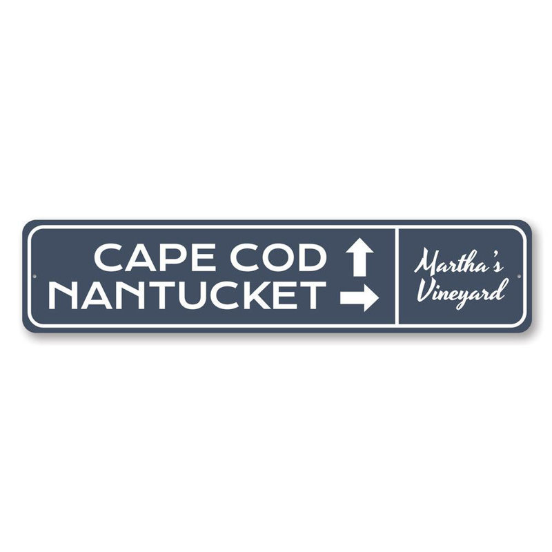 Cape Cod Nantucket Aluminum Sign, 4" H x 18" W x 0.04" D