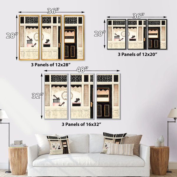 Designart High Fashion Female Sketch I Fashion Woman Canvas Art Print - 3 Panels - 28 in. Wide x 36 in. High