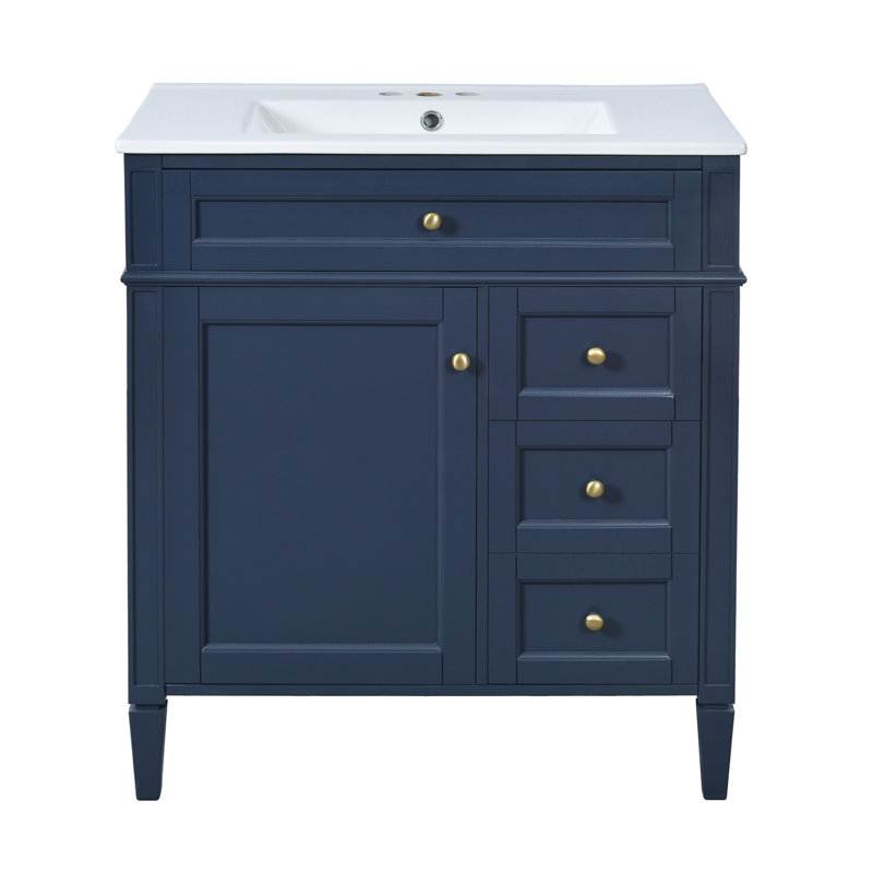 Meuble-lavabo de 30 po avec lavabo supérieur, Bleu