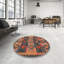 Tapis de zone orange/brun/bleu contemporaine-556972130