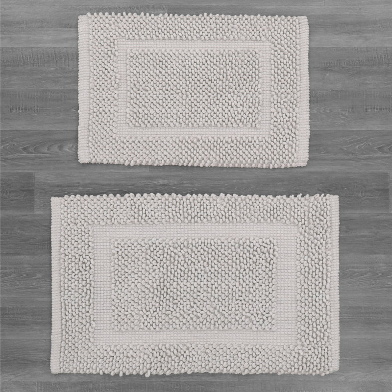 Payten Classic Cotton Bath Mat, Soft Gray, Set of 2 - 17" W x 24"L / 20"W x 32"L