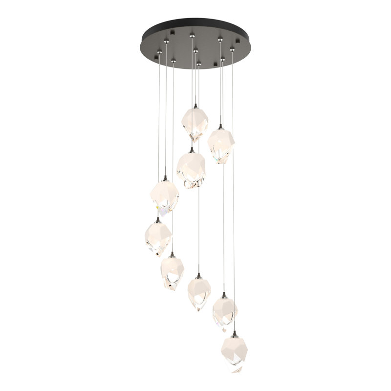 Chrysalis 9 - Light Cluster Geometric Pendant, White, 12" - 80", Dark Smoke