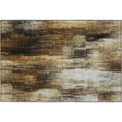 Premium Machine Washable Cerrito AMF567 Chocolate Rug