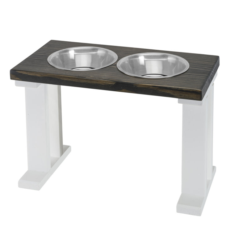 Elevated Feeder, Large (16"), White/Ebony