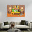 «Retro Couple's Sweet Escape Colorful Modern Retro Dog Architecture», reproduction d'art murale-129965566