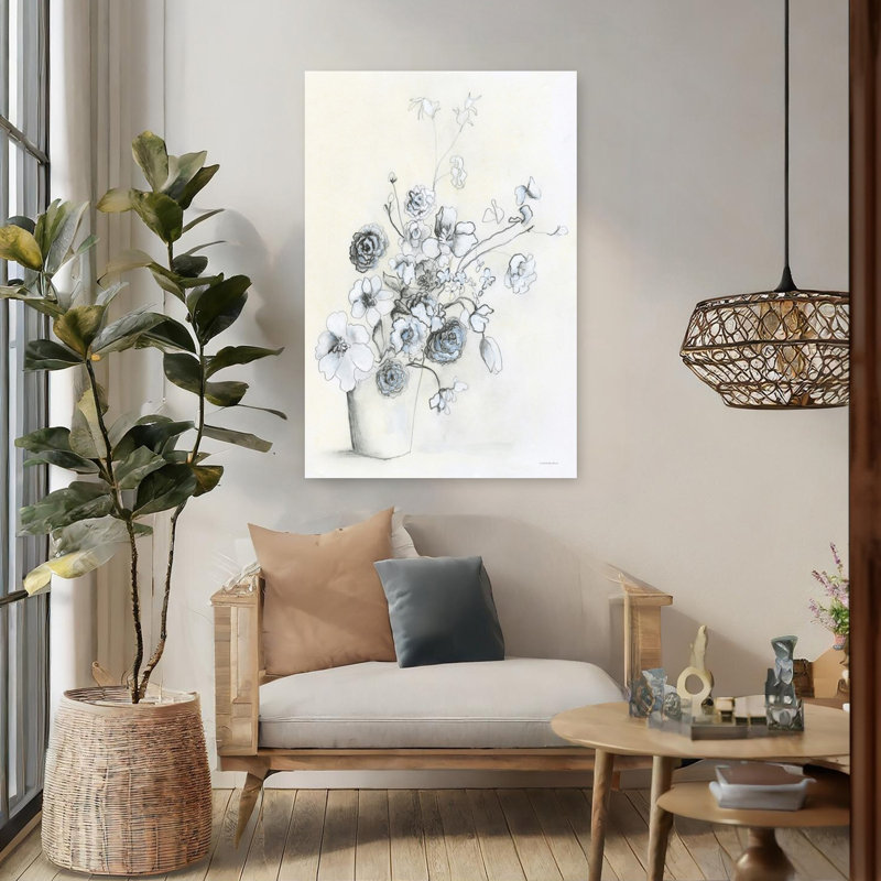 Croquis dans la remise en pot, art floral contemporain abstrait, H 48 po x l 32 po