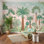Papier peint paysage tropical, palmiers, aquarelle, illustration murale amovible