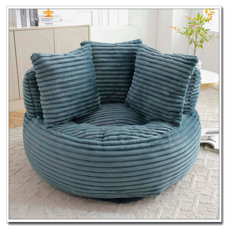 Grande chaise en velours côtelé avec bourre, Turquoise