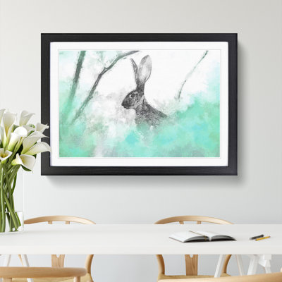 FRM-B-1272X The Alert Hare in Green - Picture Frame Painting