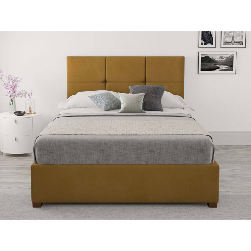 Moyers Upholstered Ottoman Storage Bed, Ochre, Double (4'6)
