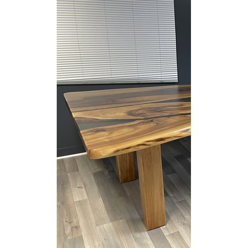 Big Live Edge Rectangular Solid Wood Handmade Conference Epoxy Table for 16-20 people