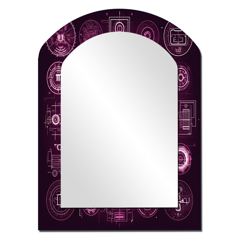 Troisième œil Chakra Mystical Circle I - Miroir décoratif spirituel sur métal, 34 po x 25 po