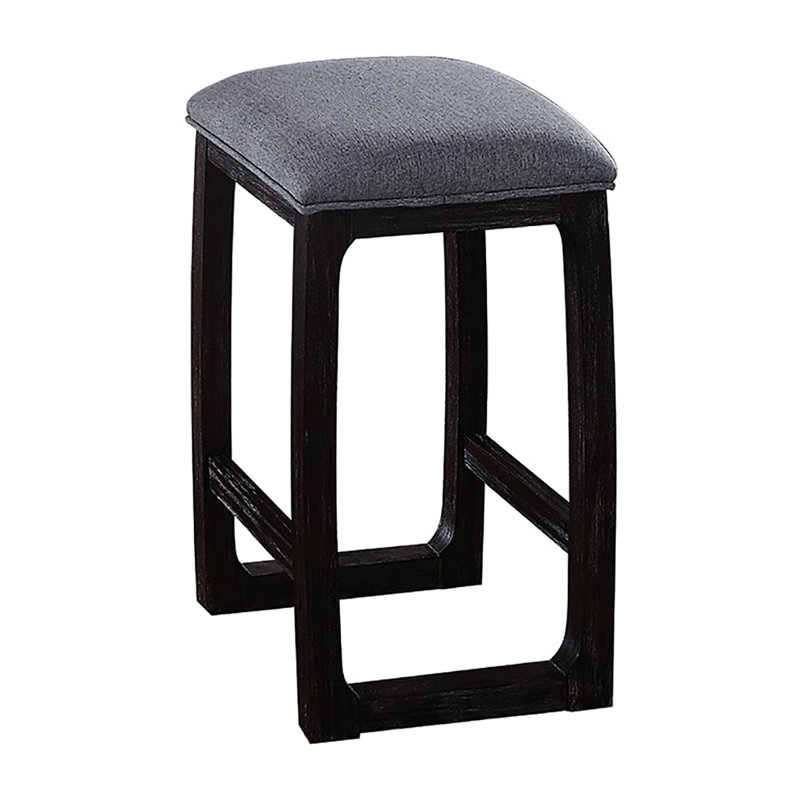 Tabouret à hauteur de comptoir rustique avec base patinée et dossier à dossier gris
