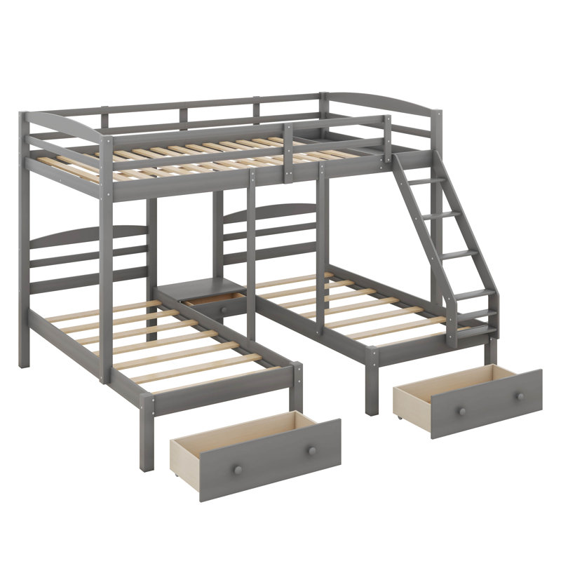 Louna Kids Bunk Bed with Drawers, Full Over Twin