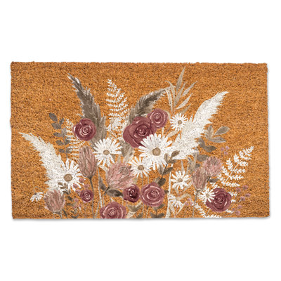 Boho Flowers Mauve Beige Door Mat