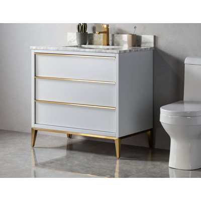 Bourquin 36'' Single Bathroom Vanity with Marble Top