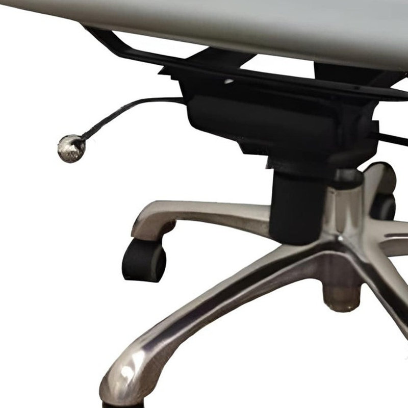 Chaise de bureau pivotante pivotante en similicuir gris et argent