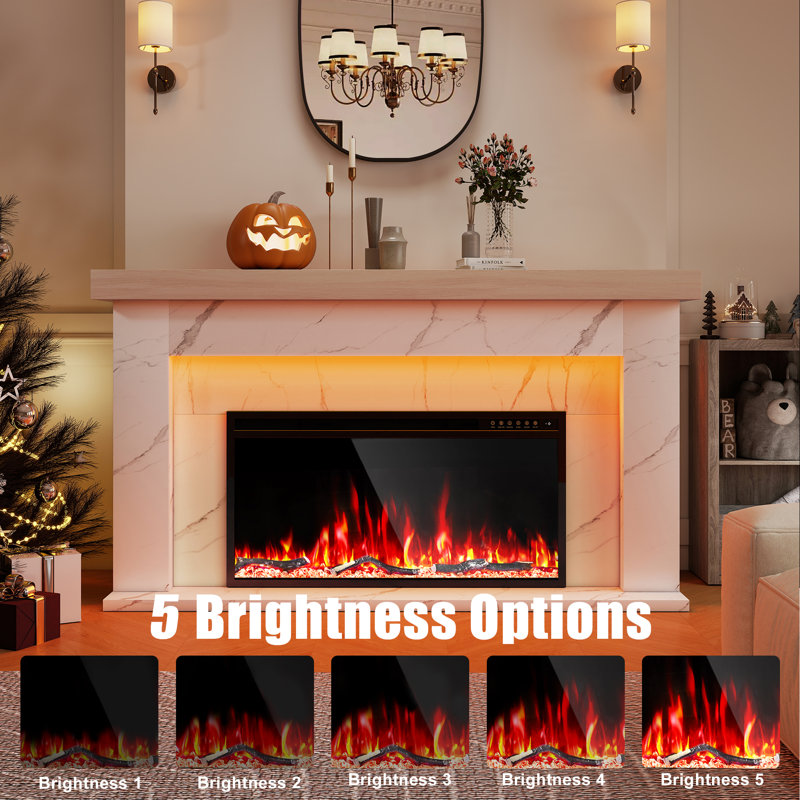 Hanniel Simple Surround Electric Fireplace, Marble